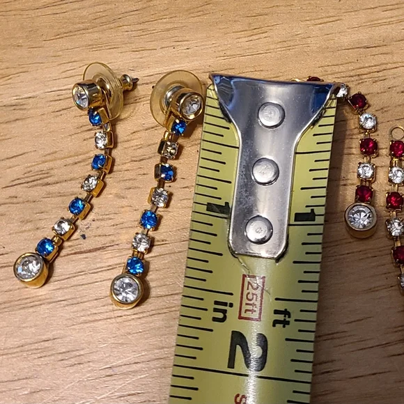 Avon Gold and Multicolor Crystal Earrings - Picture 2 of 4